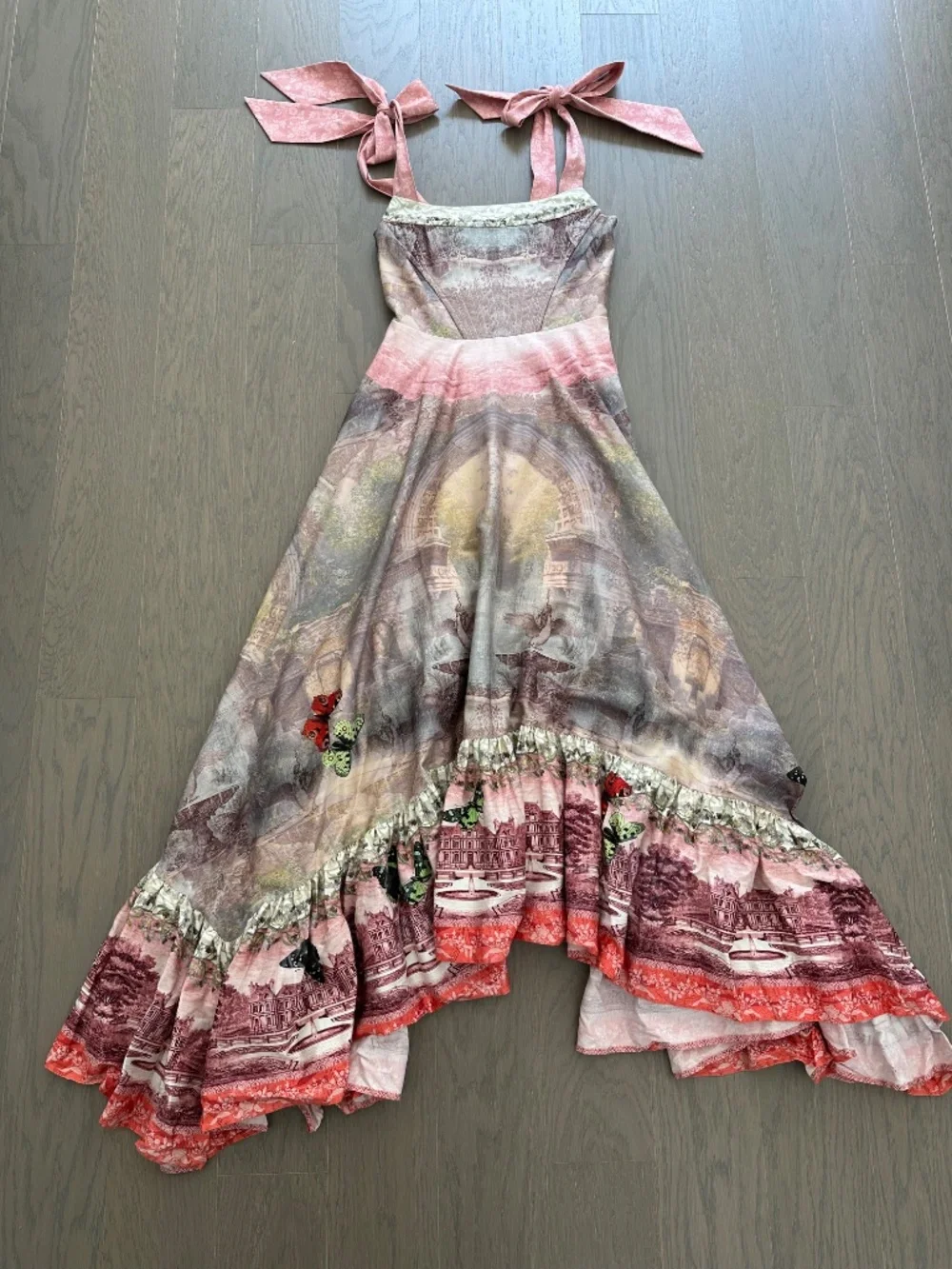 Alice + Olivia Rosalee Versailles Corset Pink Tie Maxi Dress Bustier - Size 2 - Picture 2 of 10